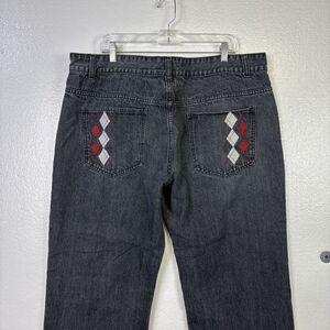 Vibes‎ Gold Jeans Men 42x32 Jim Fit Slim Straight leg Black Embroidery Zip Skate